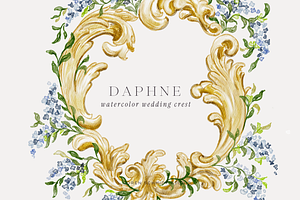 Daphne Floral Watercolor Crest