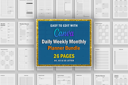 Daily, Weekly, Monthly Planner V.17, a Stationery Template by LaxmiOwl