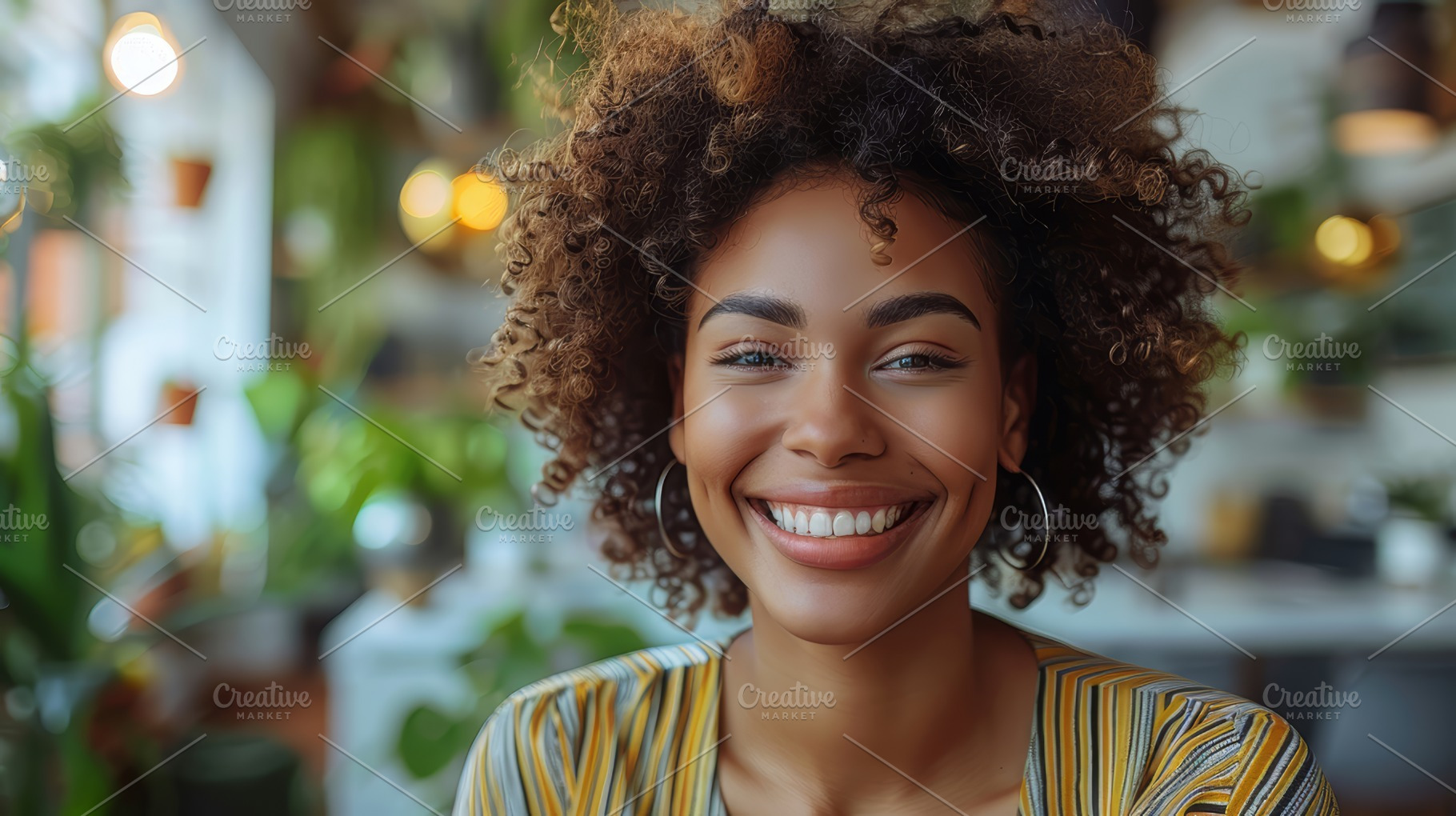 Smiling Black Businesswoman Enjoying Her Workday in a Modern Office with Green, a Photo by AS photostudio