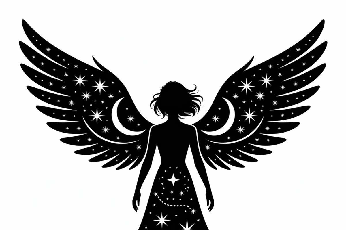 starry angel wings silhouette, an Illustration by Amazin_art (Photo 10 of 21)