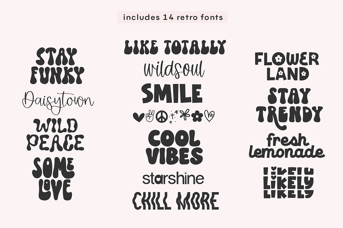 Retro Font Bundle | 14 Groovy Fonts, a Font by KA Designs (Photo 2 of 11)