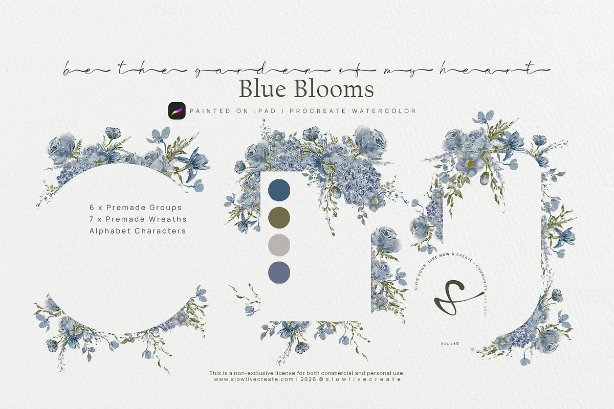 Bloom | Blue Watercolor Florals, an Invitation Template by slowlivecreate (Photo 2 of 7)