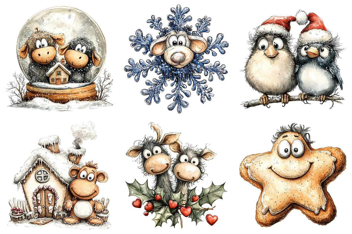 Christmas Whimsical Clipart, an Illustration by Daily.Designs (Photo 5 of 5)