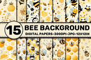 Bee Background Digital Papers, a Background Graphic by Dizzy Art Studio (Thumbnail 1 of 3)