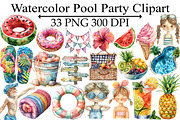 Pool Party Clipart, an Illustration by Design Market (Thumbnail 1 of 5)