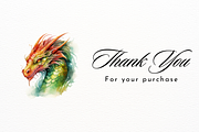 Mystic Dragon Watercolor Clipart, an Animal Illustration by New-School-Wave (Thumbnail 5 of 5)