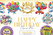 Happy Birthday Clipart, Birthday PNG, a Decorative Illustration by BrushstrokeArtGB (Thumbnail 1 of 9)
