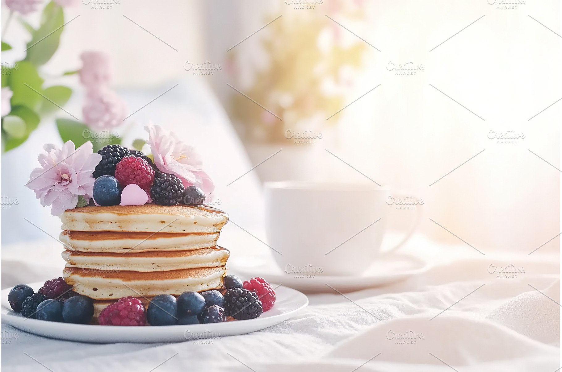 Delicious pancakes with fresh, a Food & Drink Photo by Lermont51