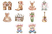 Watercolor Western Coquette Clipart, a Seasonal Illustration by CitraGraphics (Thumbnail 5 of 5)