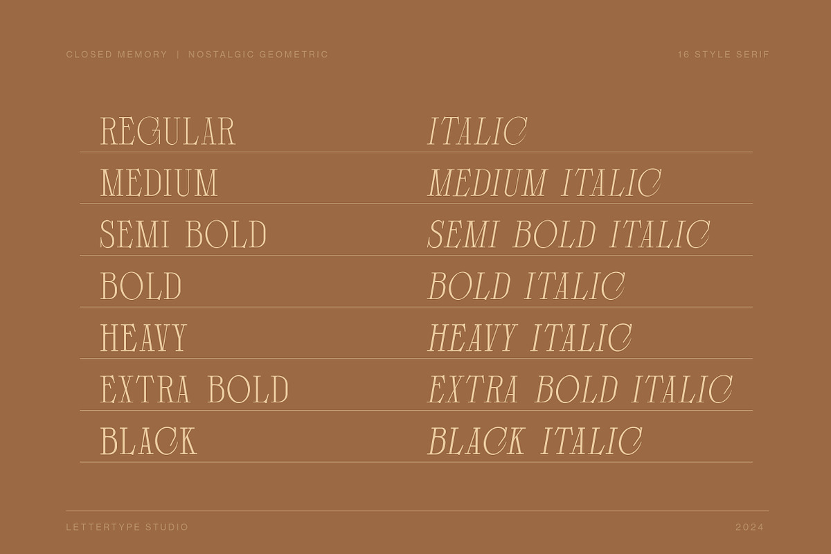 Closed Memory Nostalgic Editorial, a Serif Font by Lettertype Studio (Photo 2 of 16)