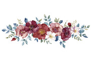 Burgundy Floral Clipart Set, an Illustration by Designer_Momina (Thumbnail 15 of 16)