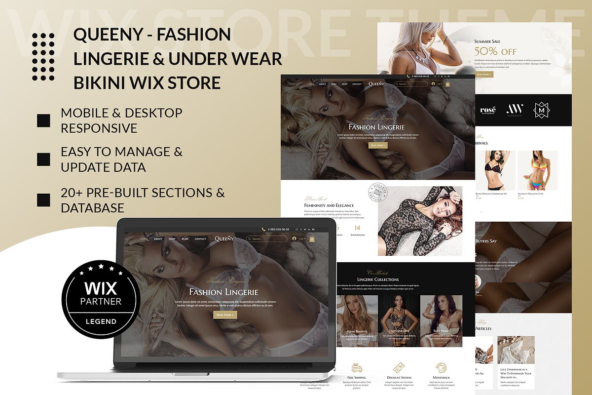 Queeny - Fashion Lingerie Wix Shop, a Wix Template by Wix Creative Themes (Photo 1 of 2)