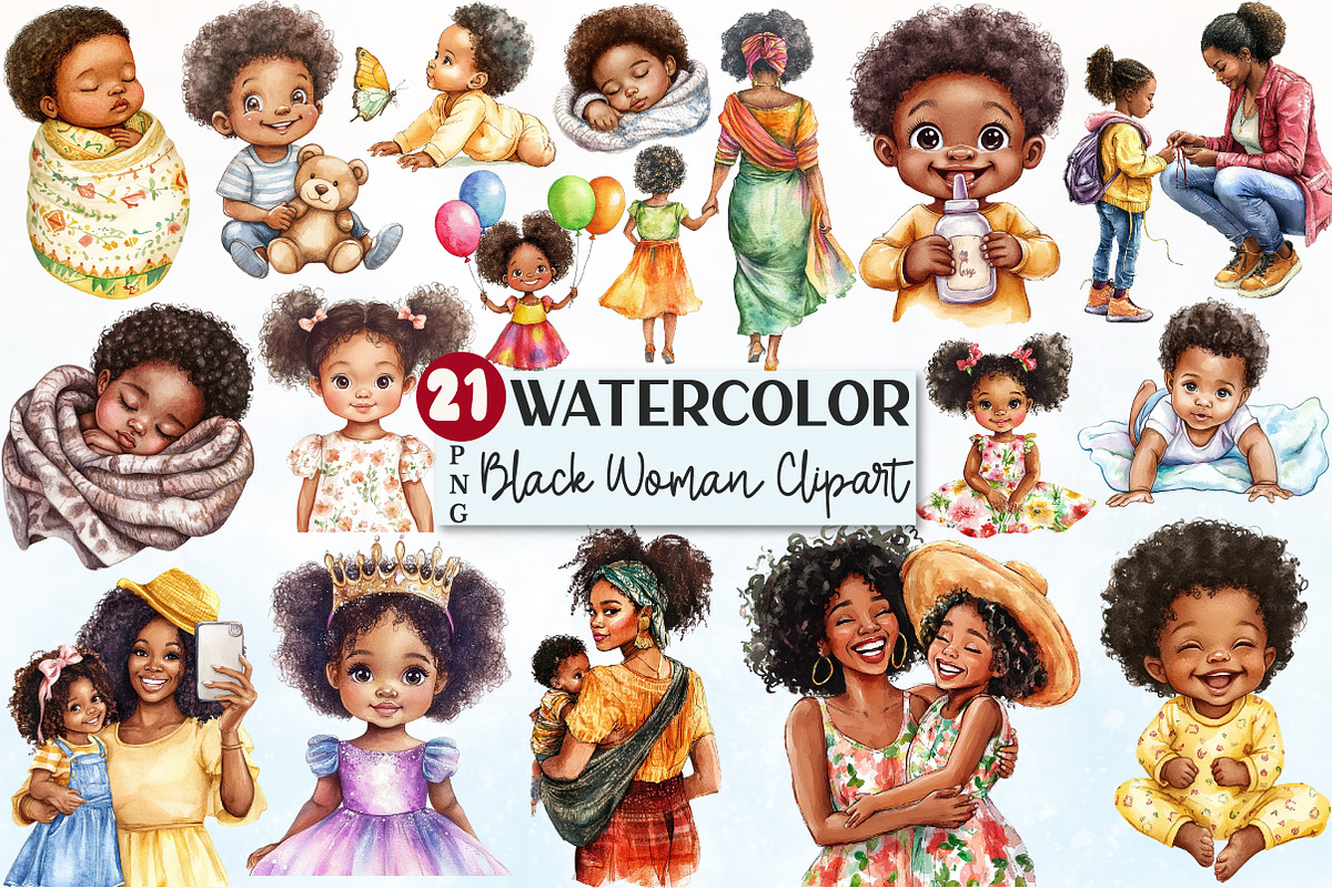Afro Black Woman Kid Clipart, an Illustration by Rose Art (Photo 1 of 4)