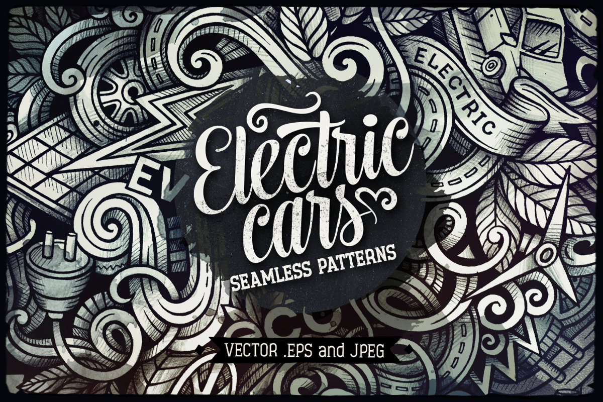 Electric Cars Graphics Patterns, a Decorative Illustration by BALABOLKA (Photo 1 of 6)