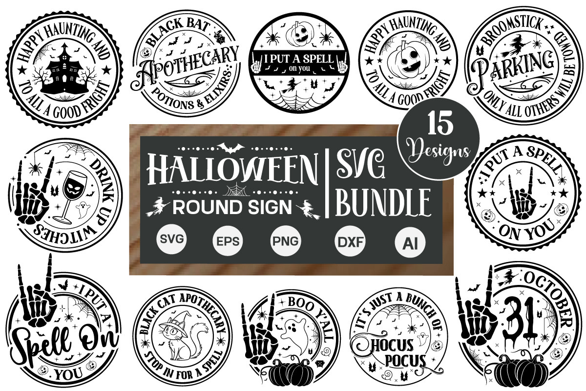 Halloween Round Sign SVG Bundle, an Object Graphic by GraphicPicker (Photo 3 of 3)