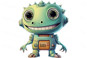 Cute Cartoon Robots, Cyborgs, Aliens