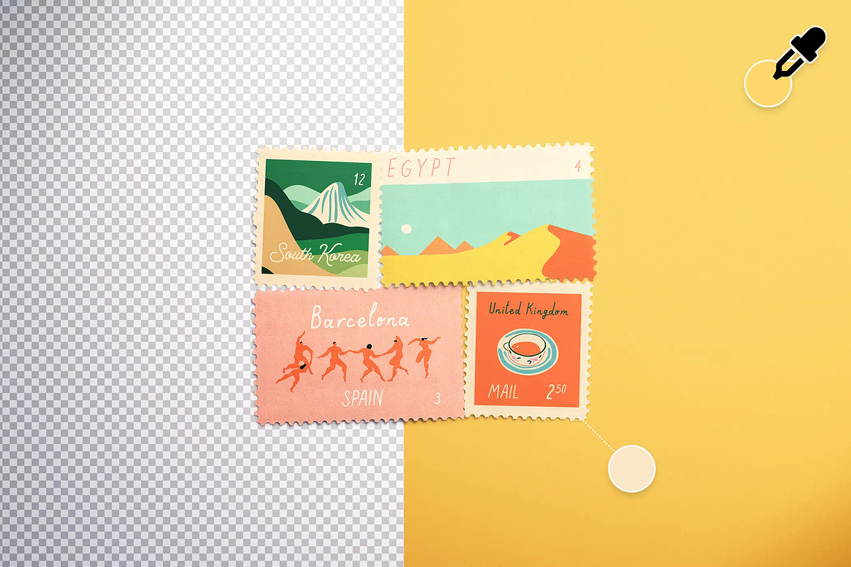 Retro Postage Stamp Mockup, an Advertising Mockup by Custom Scene (Photo 5 of 10)