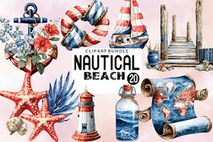 Nautical Beach Clipart Bundle., a Sport Illustration by SVGArt