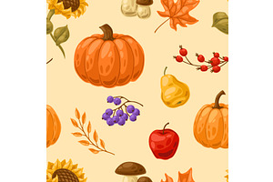 Seamless Pattern With Autumn Plants