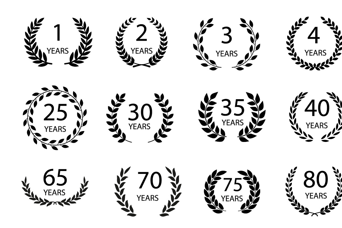 Set of anniversary laurel wreaths, a Decorative Illustration by Drum-magic