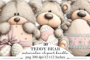 Whimsical Easter Peeking Teddy Bear, an Illustration by Designking