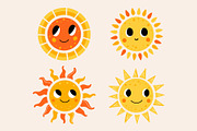 Cute Sun Characters Collection, an Object Illustration by AnbyArt (Thumbnail 2 of 4)