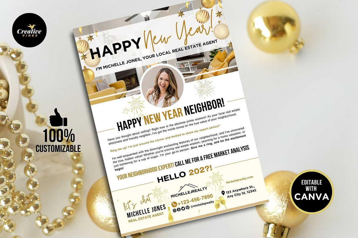 2026 New Year Real Estate Flyer, a Flyer Template by CreativeVinesStore (Photo 2 of 5)