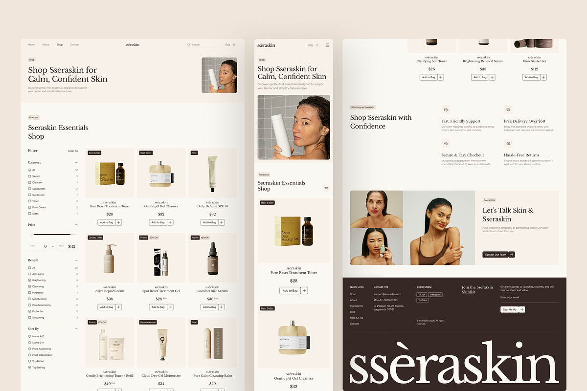 Skincare E-Commerce Website UI Figma, an UI Kit Template by peterdraw (Photo 4 of 7)