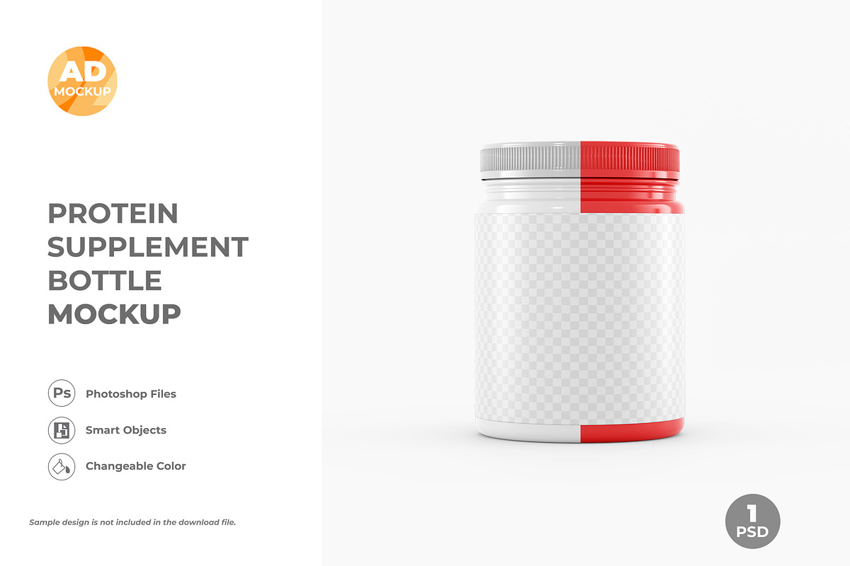 Supplement Jar Bottle Mockup (1PSD), a Packaging Mockup by Adstart (Photo 2 of 5)