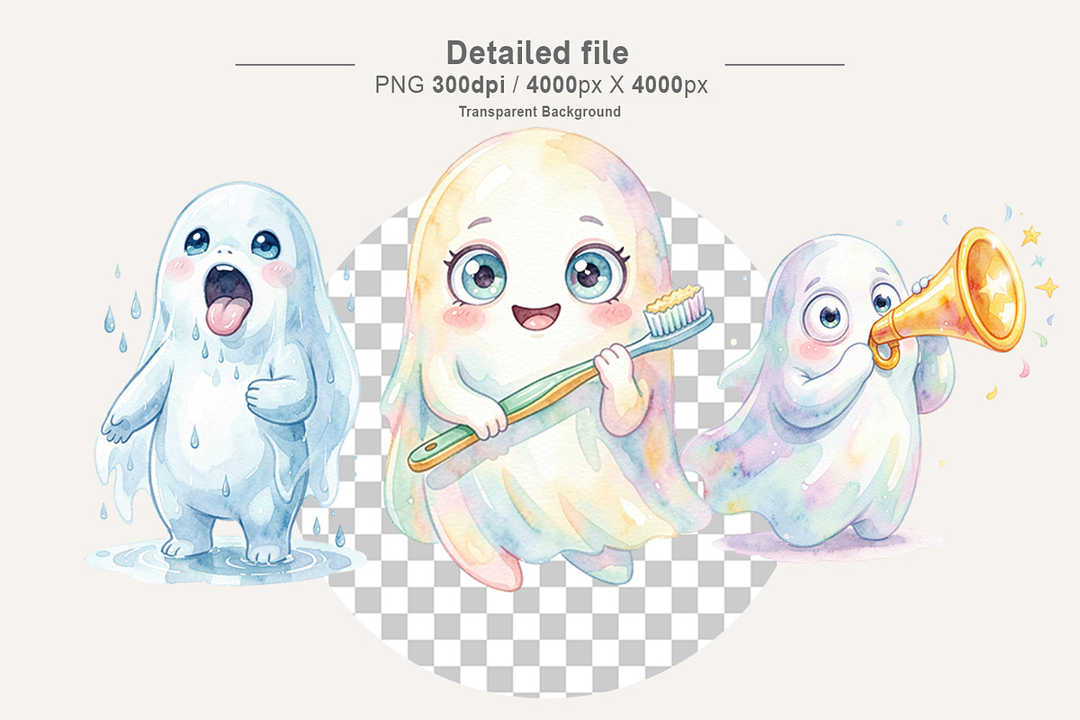 UglyCute Ghost Sublimation PNG, an Illustration by Artnoy (Photo 3 of 8)