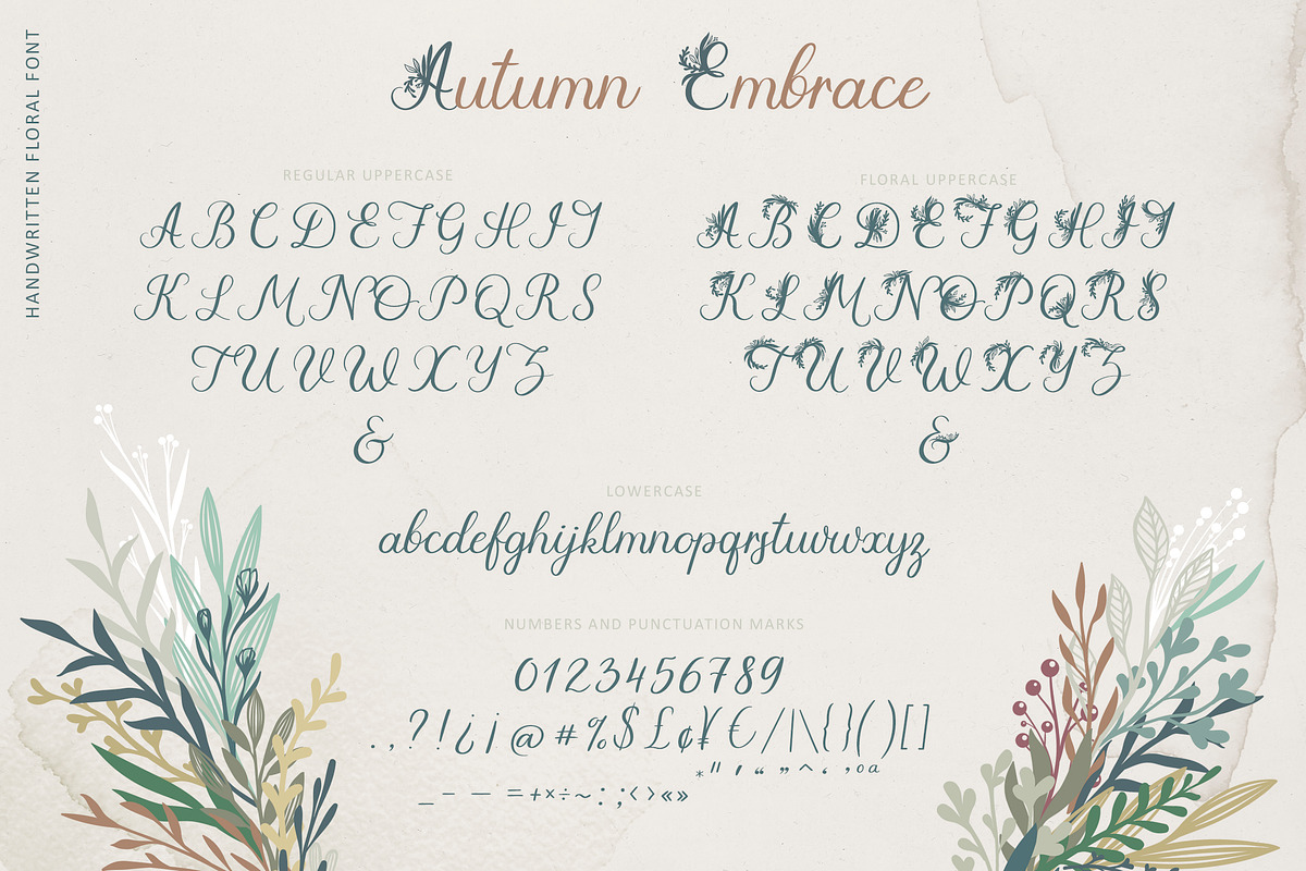 Autumn Embrace Floral Font preview 5