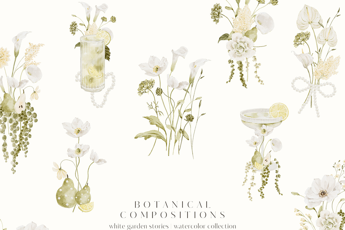 White Florals Watercolor Collection, a Decorative Illustration by Altea Design Studio (Photo 4 of 13)
