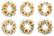 Watercolor Sunflower Wreath Clipart, an Illustration by DreamPrint404 (Thumbnail 3 of 6)