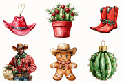 Watercolor Christmas Western Clipart, an Illustration by OK Design (Thumbnail 3 of 5)
