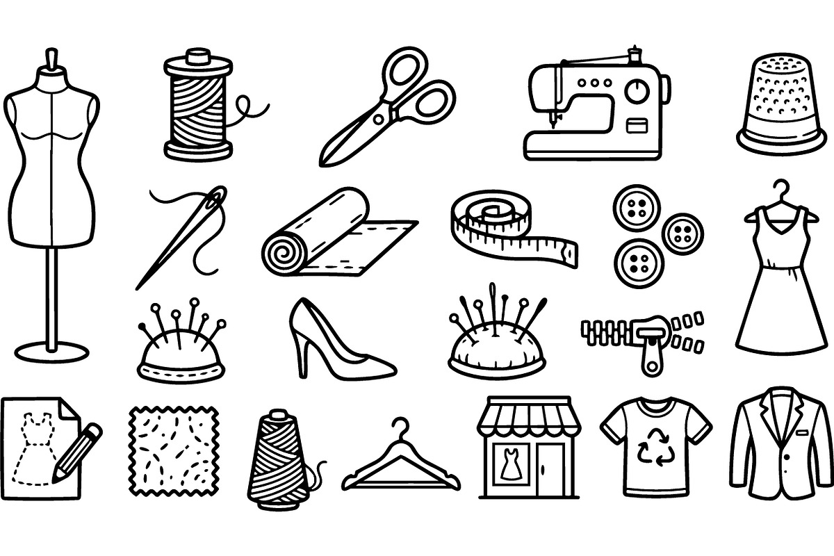 Sewing Essentials Clipart Set, an Illustration by designvectx (Photo 2 of 3)
