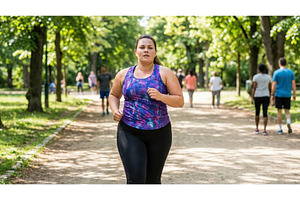 Woman Runs in Park, a Nature Photo by CREATIVEDEF