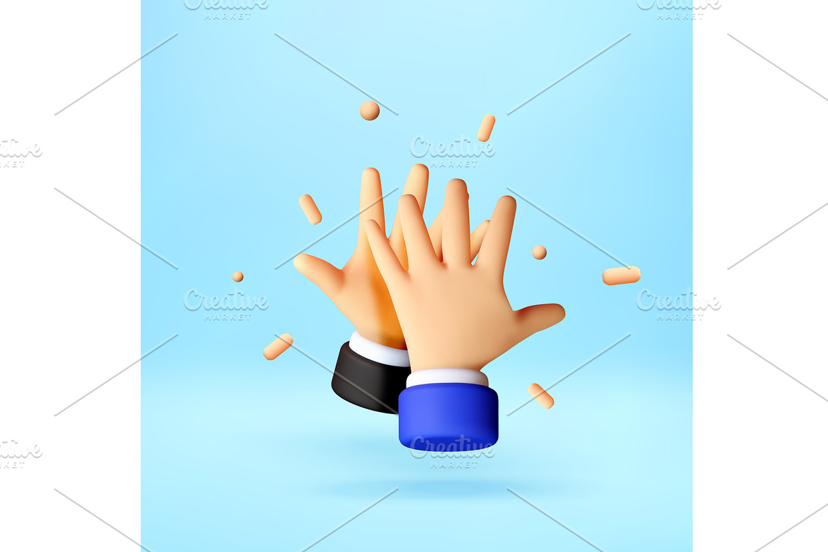 3D Human hands giving high five with, an Object Illustration by Abscent