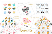 Cute Animal Illustrations & Patterns, a Pattern Graphic by AllNikArt (Thumbnail 1 of 15)
