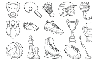 sport handdrawn collection, an Object Graphic by nikagraphic
