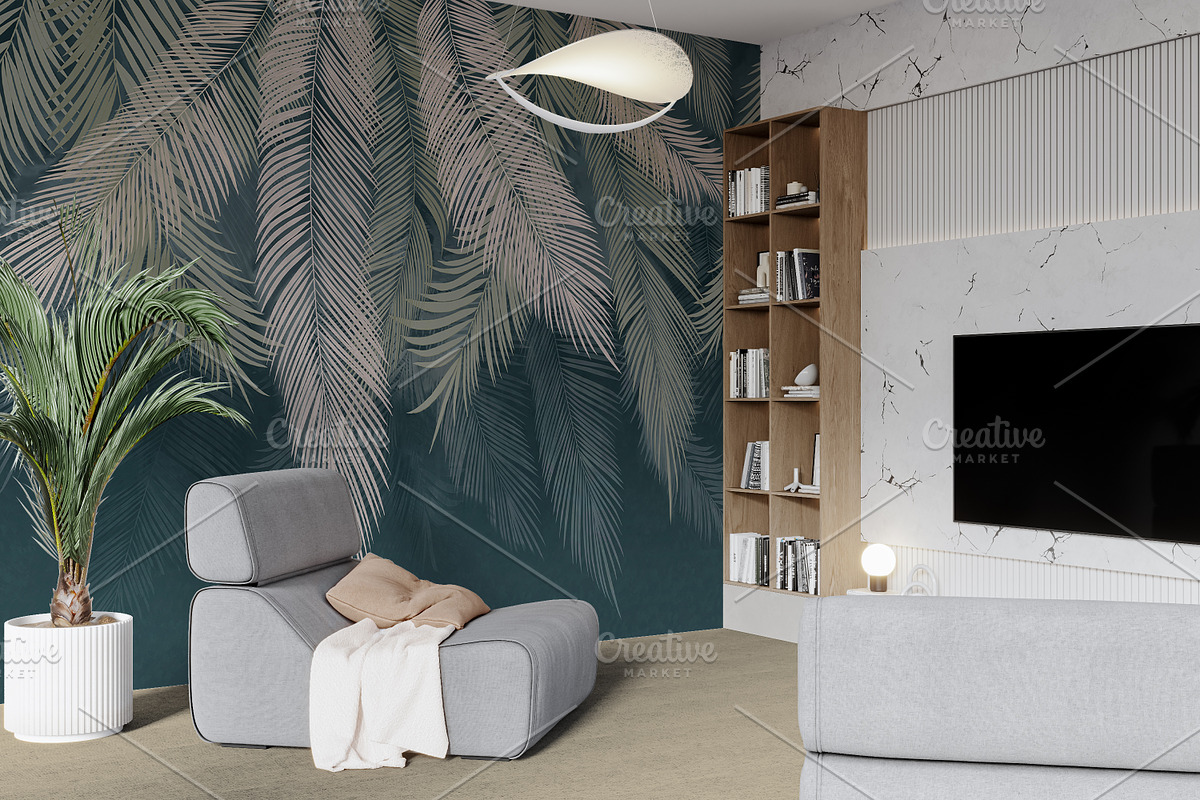 Wallpaper mockup Luxury living room, a Household Mockup by Hunny Badger (Photo 6 of 6)