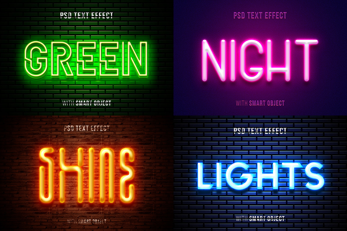 glow neon text effect bundle, a Layer Style Add-On by yokbisayok (Photo 1 of 5)