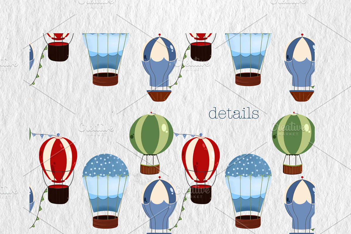 Hot Air Ballons Seamless Pattern, a Decorative Illustration by Oleksandra Illustrates (Photo 4 of 12)