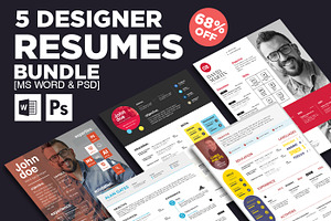 Designer Resume Bundle - MS Word/PSD, a Resume Template by ZippyPixels
