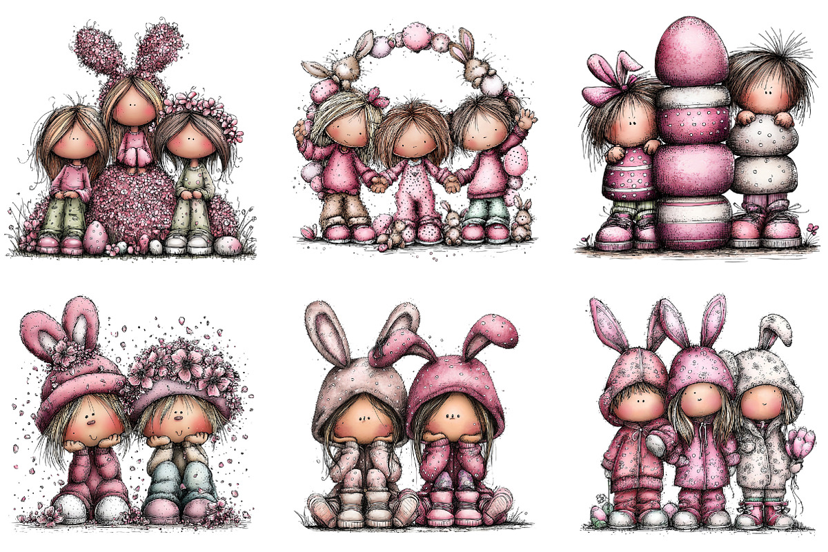 Watercolor Easter Kids Clipart, an Illustration by CraftArtStudio (Photo 6 of 6)