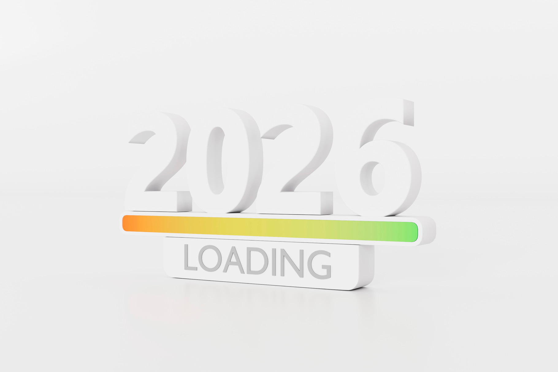 White 2026 with loading bar in clean studio scene, sleek, a Background ...