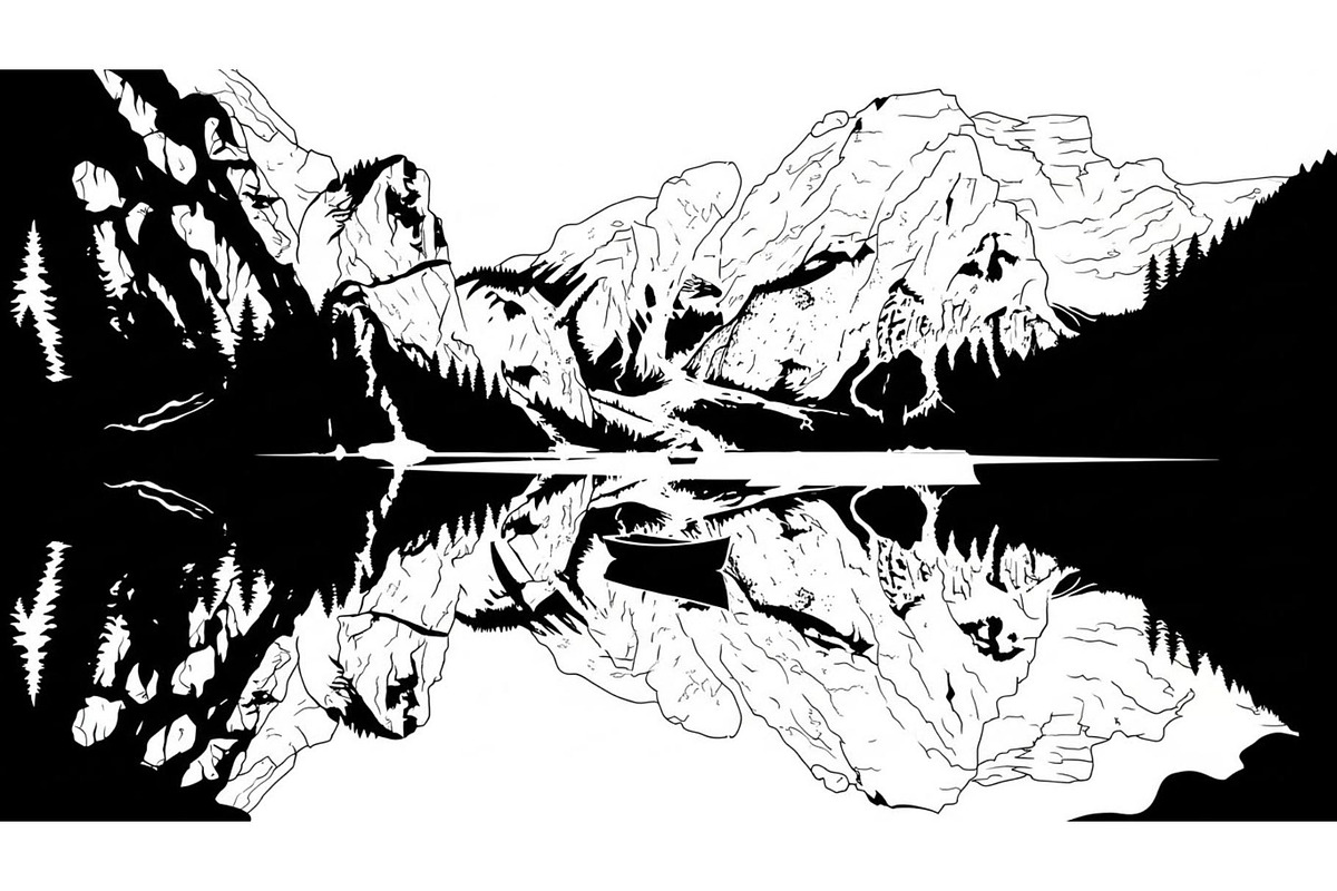 Minimal Mountain Lake Silhouette, a Graphic by hafijul (Photo 11 of 15)