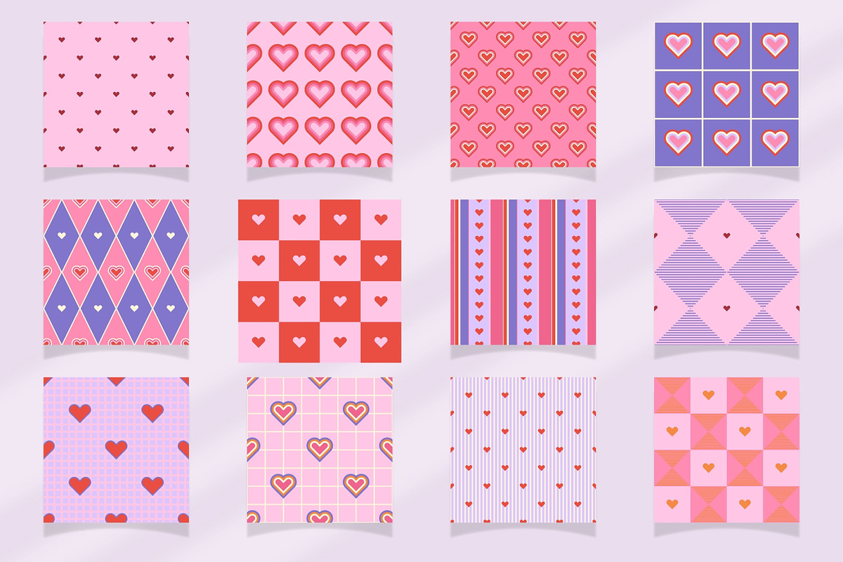 Geometric & Hearts Patterns, a Pattern Graphic by Enia Grace (Photo 3 of 16)