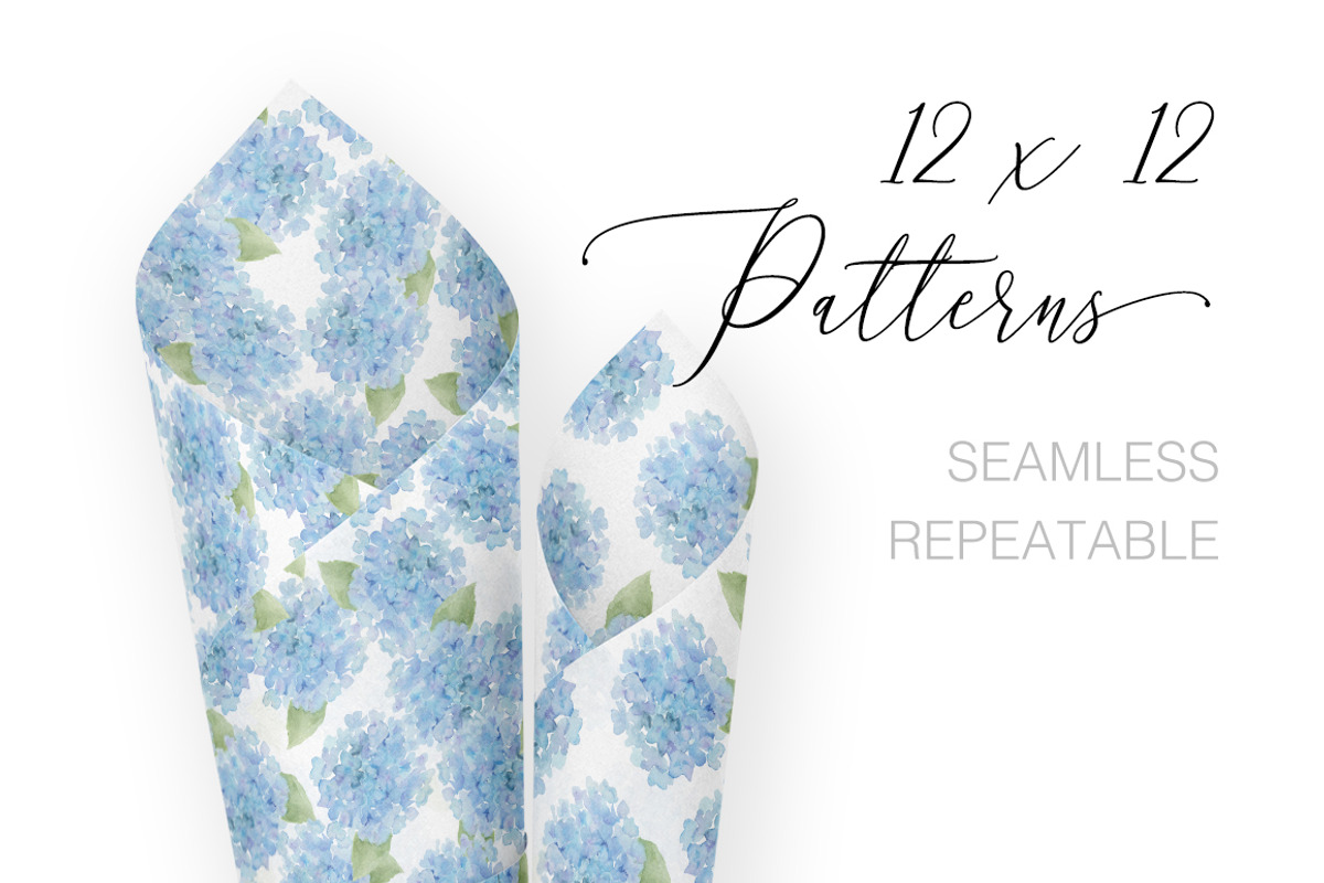 Blue Hydrangea Watercolor florals, an Illustration by DailyMiracleDigitals,LLC (Photo 6 of 11)