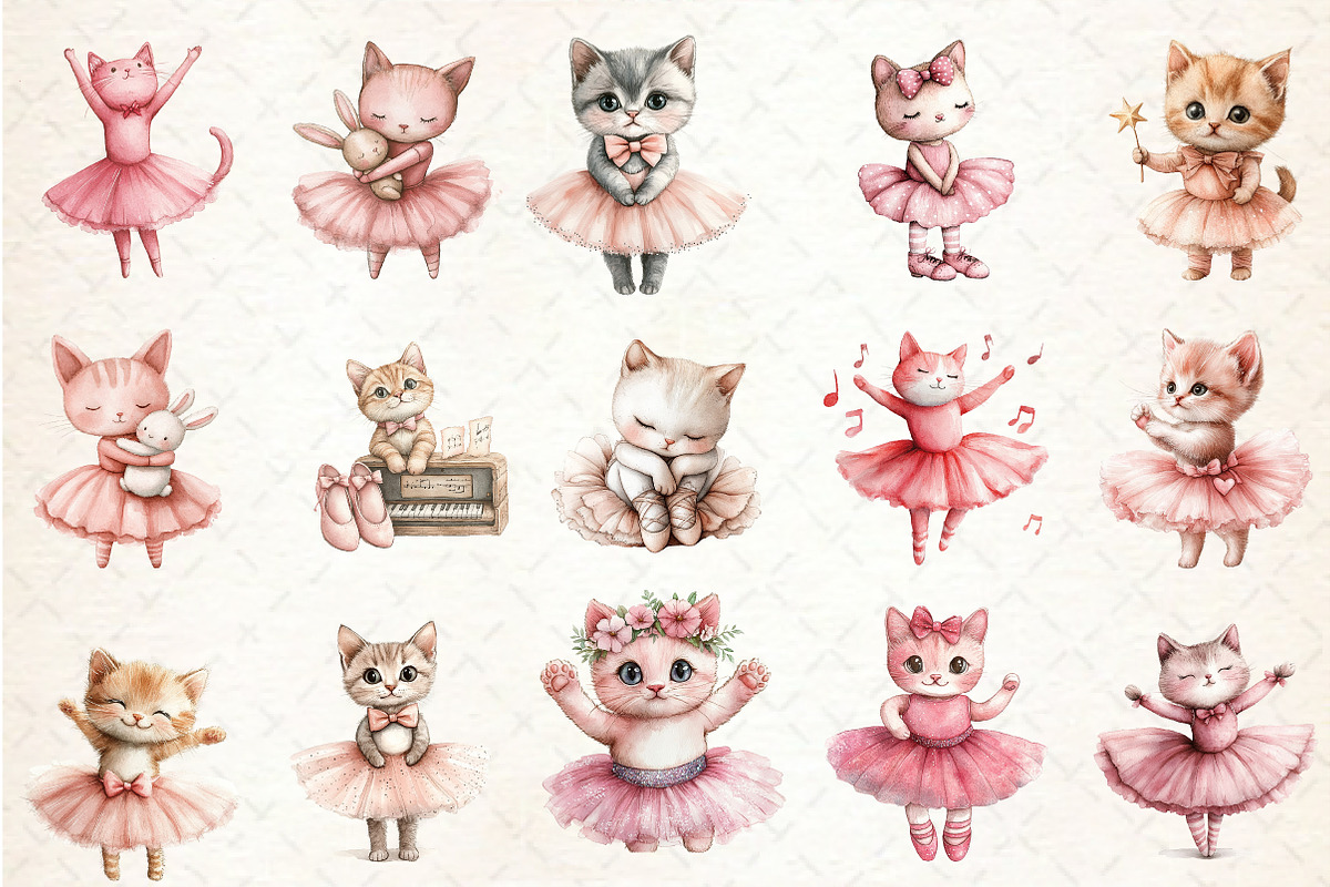 Pink Cat Ballerina Clipart, an Illustration by Rose Art (Photo 2 of 8)