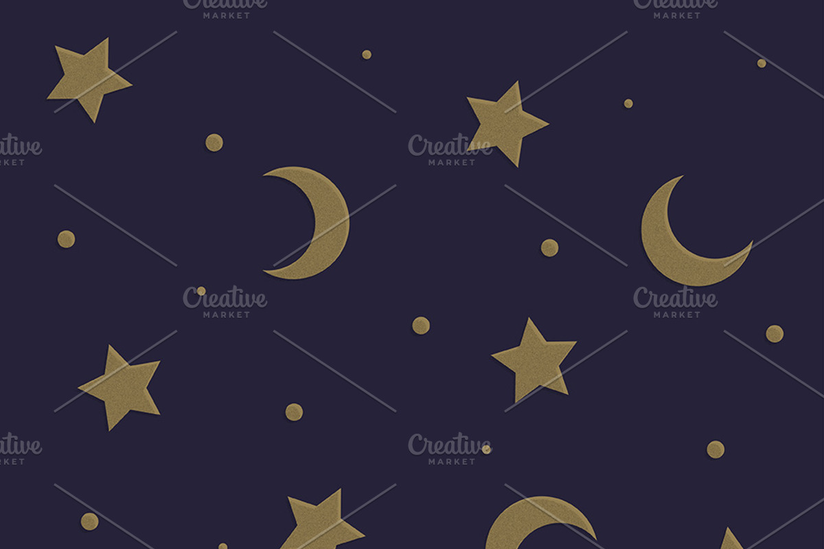 Moon & Stars Whimsical Witch BG, a Pattern Graphic by Caby